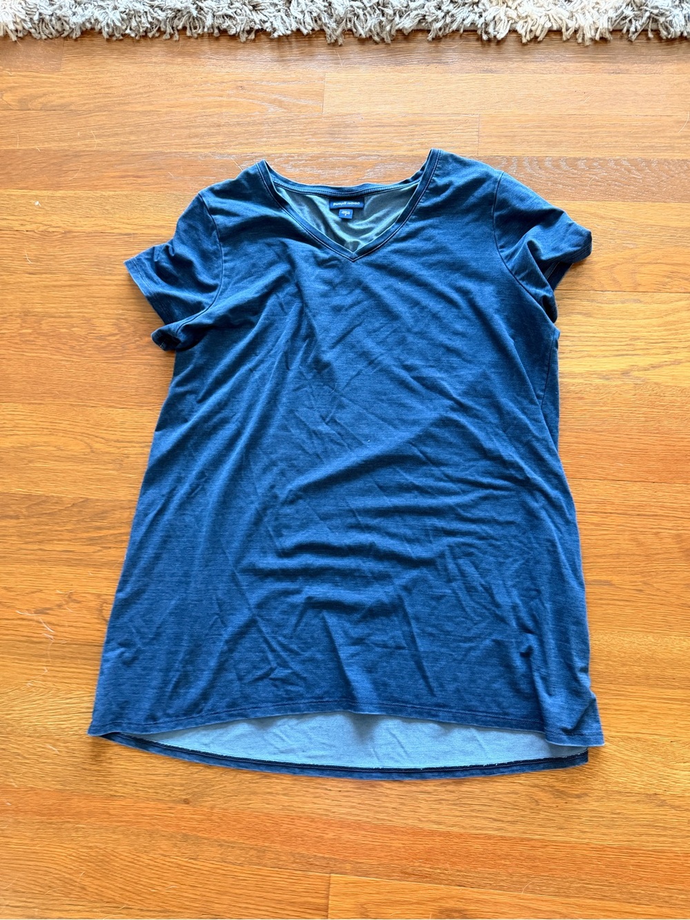 J. Jill Navy V-Neck Short Sleeve Tee